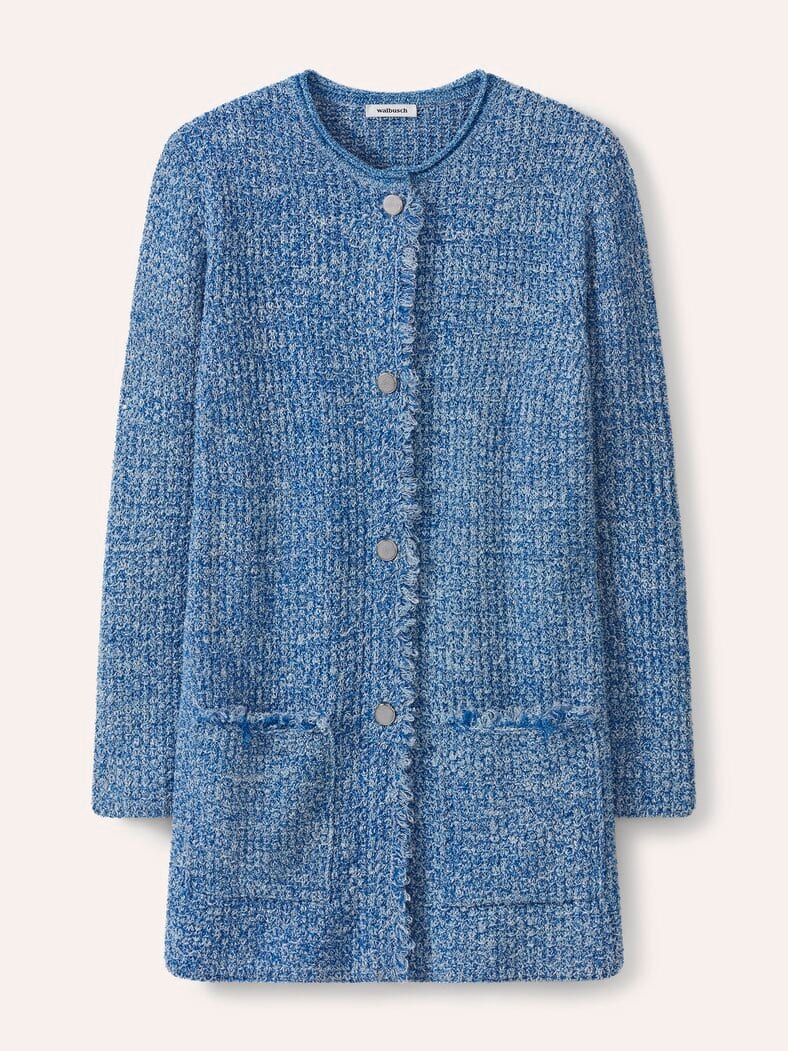 Fancy Longstrickjacke Blau/Offwhite