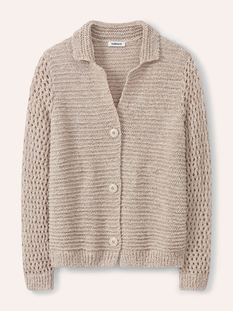 Strickjacke mit Leinen Natur