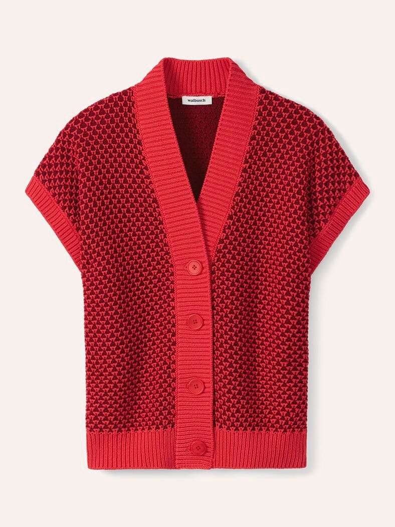 Strickweste mit Waffelstruktur Signalrot