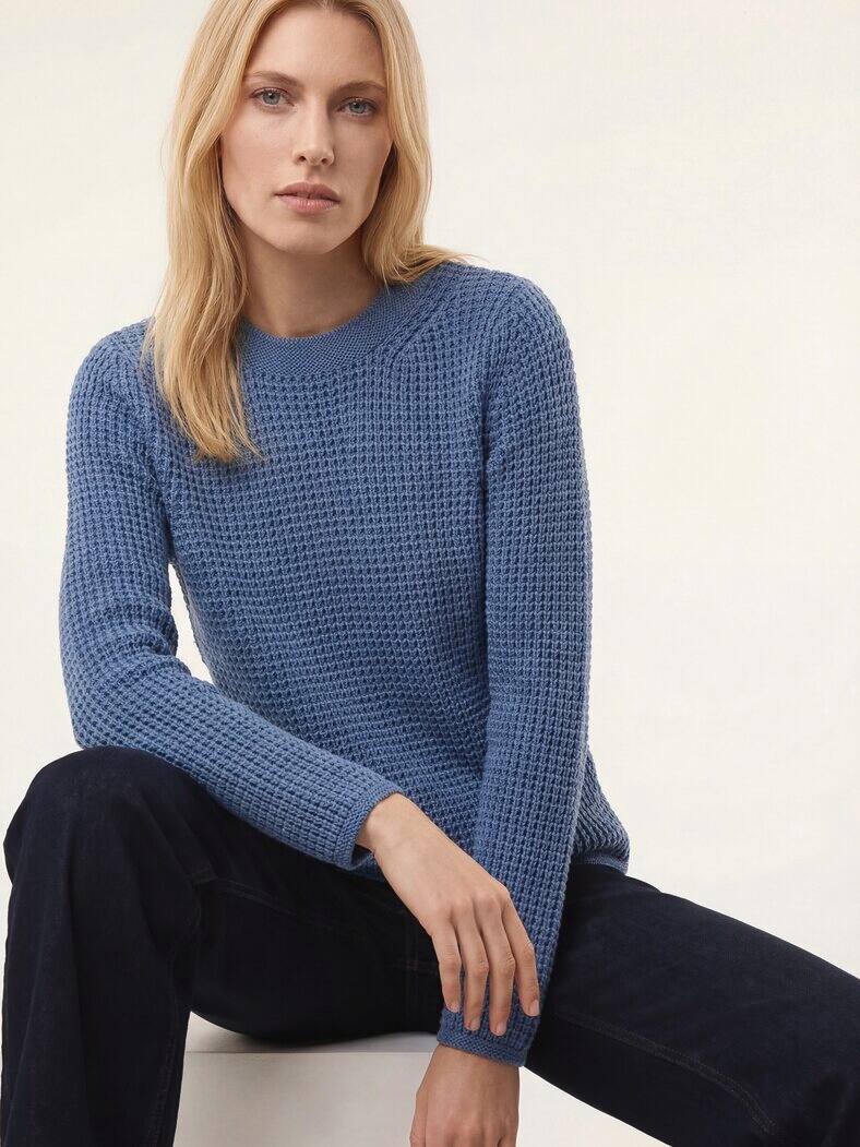 Baumwollpullover in Waffelstruktur Smokey Blue