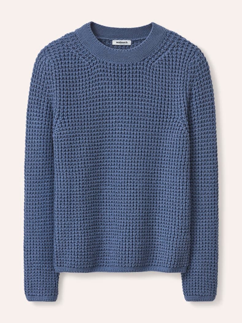 Baumwollpullover in Waffelstruktur Smokey Blue