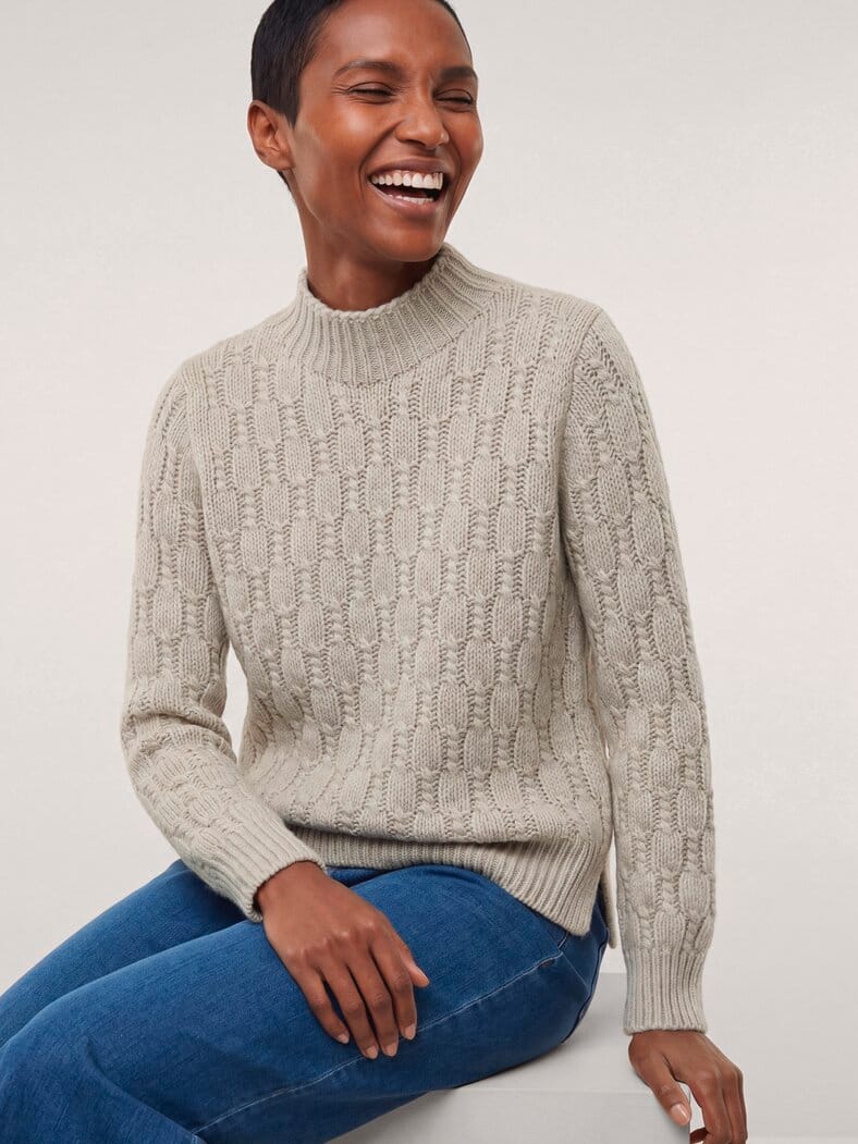 Pullover mit Zopfmuster Kitt