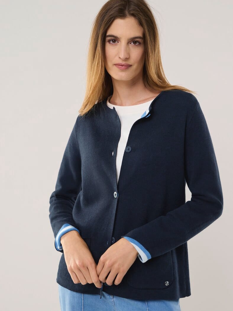 Doubleface Strickjacke Marine