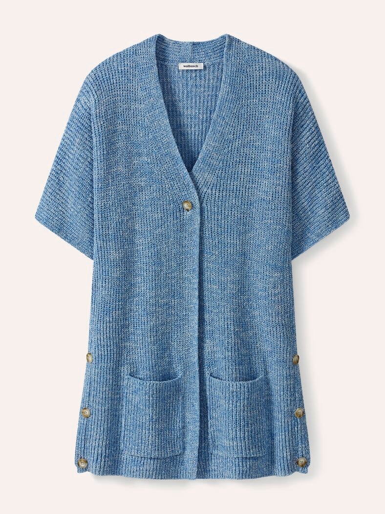 Longstrickweste mit Kimonoärmeln Jeansblau