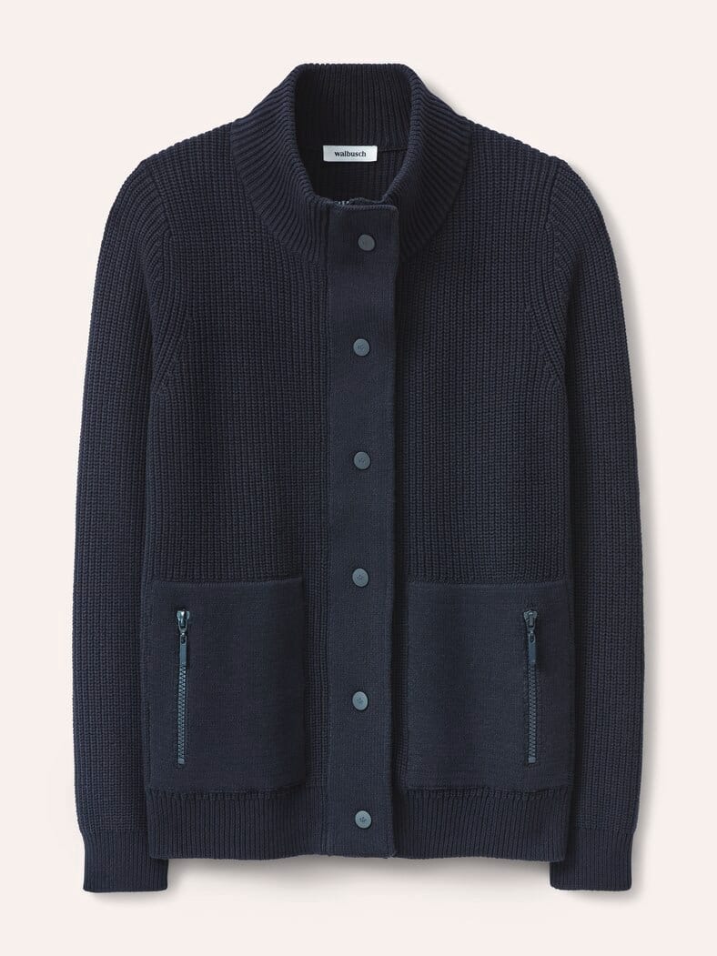 Baumwoll Patentstrickjacke Nachtblau