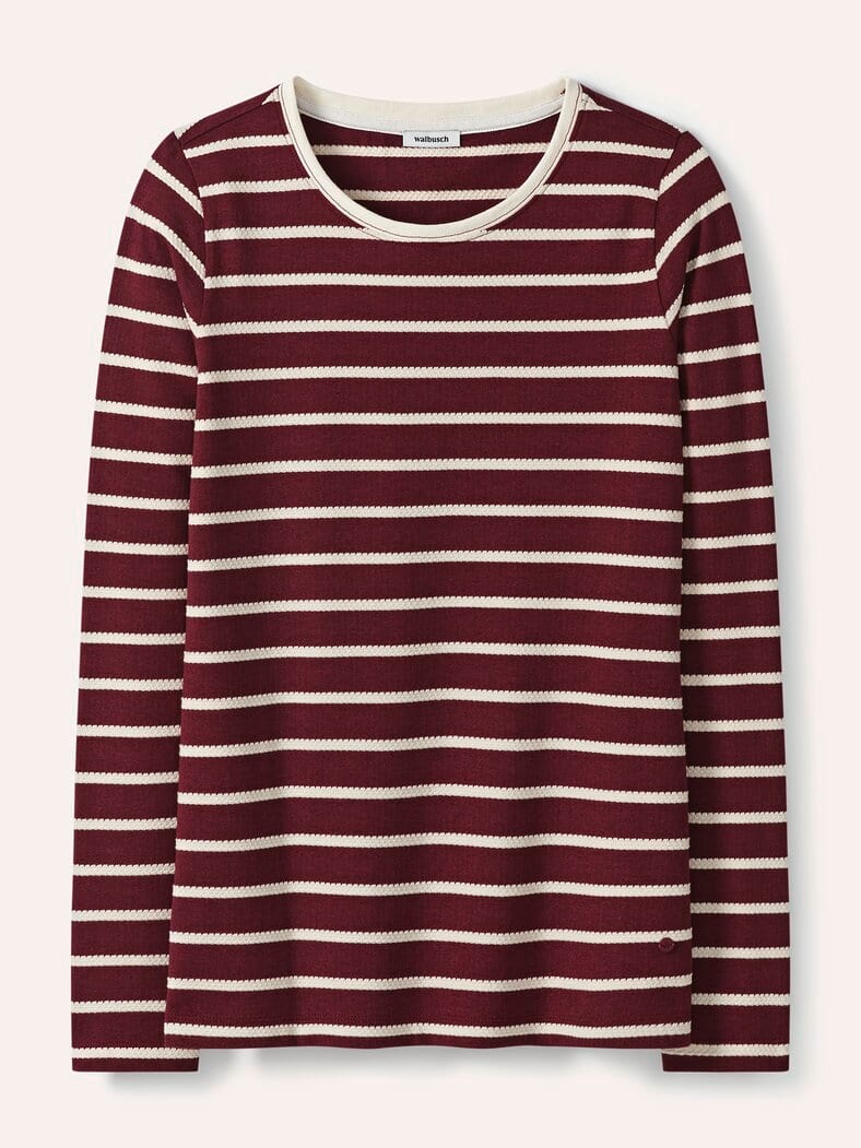 Baumwollshirt Ringelstruktur Chianti/Offwhite