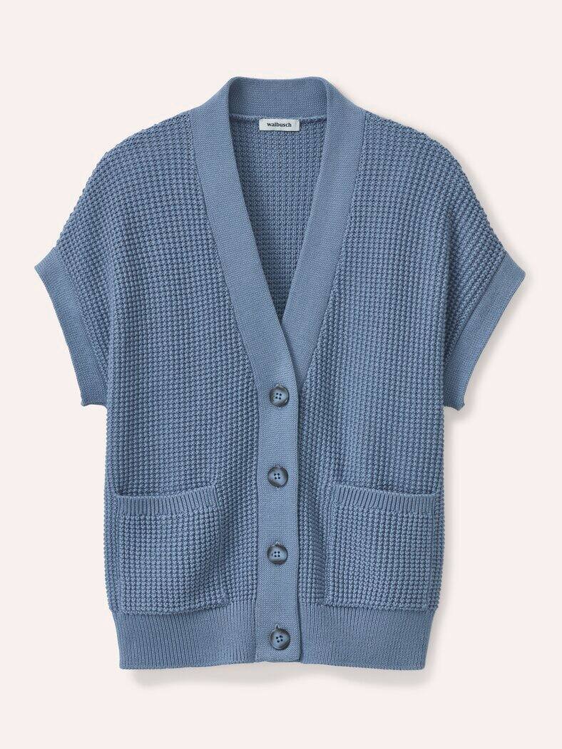 Strukturierte Strickweste mit aufgesetzten Taschen Smokey Blue
