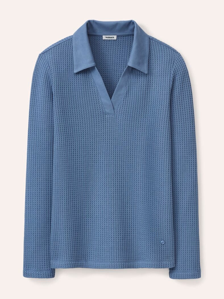 Poloshirt in Strickoptik Smokey Blue