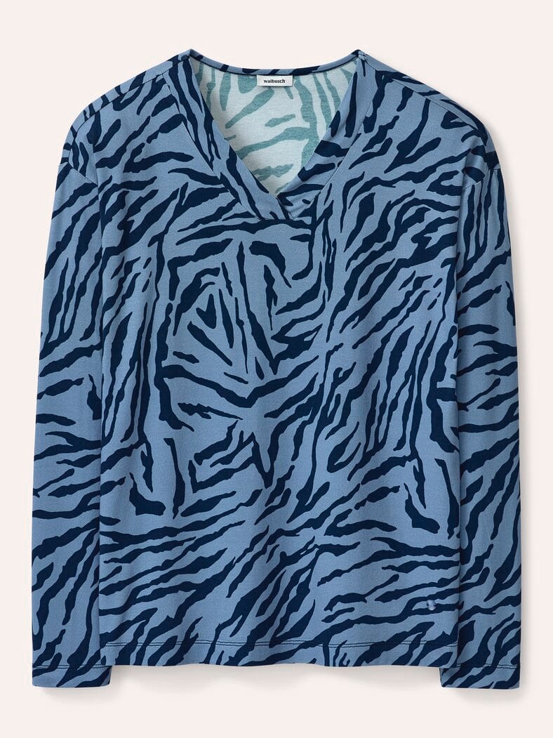 Shirt aus Viskose mit Animalprint Smokey Blue