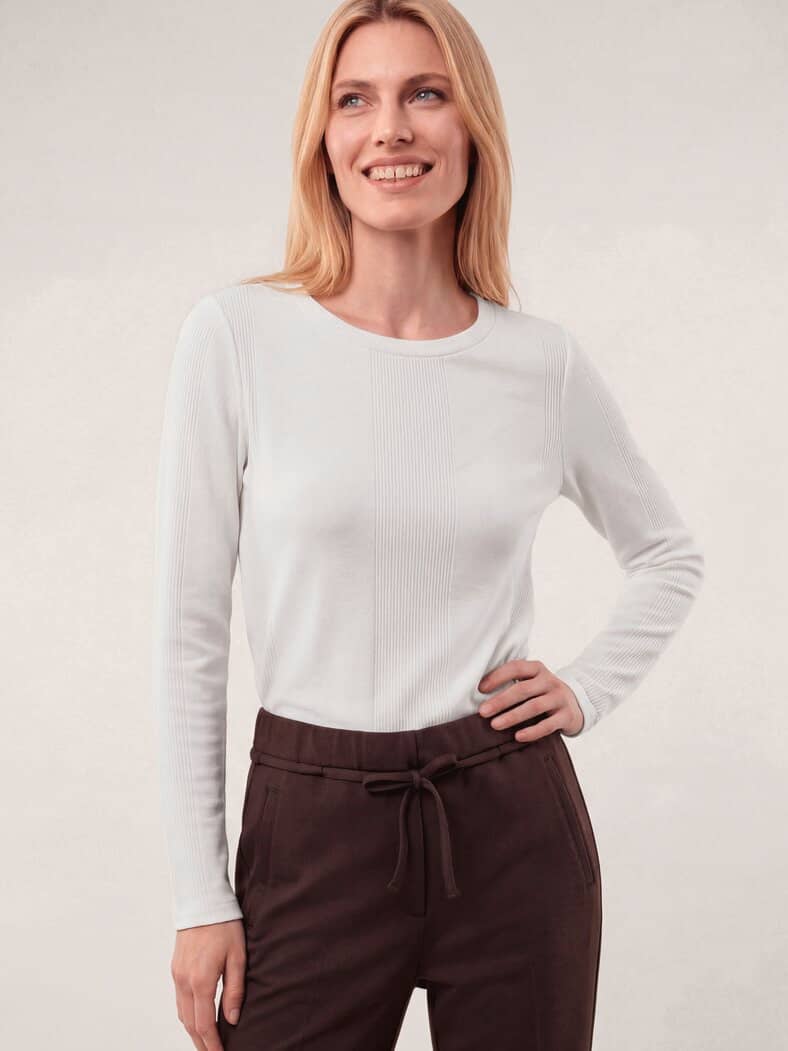 Shirt in Feinstrickoptik Offwhite