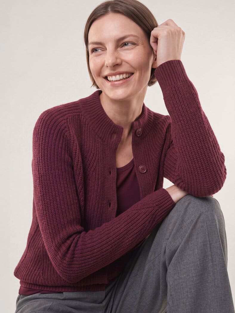 Cashmino Strickjacke Nahtlos Merlot