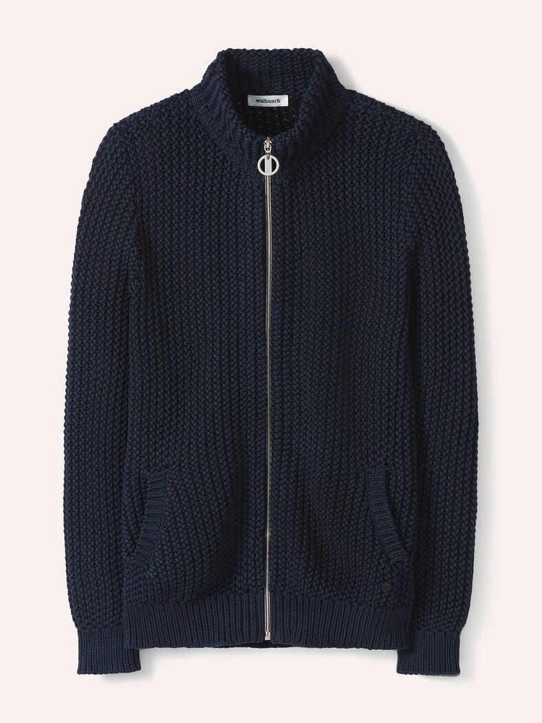 Reliefstruktur-Strickjacke Nachtblau