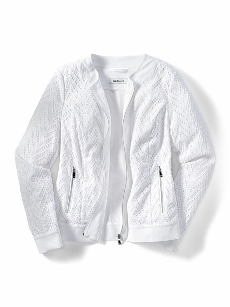 Lochstickereijacke Offwhite
