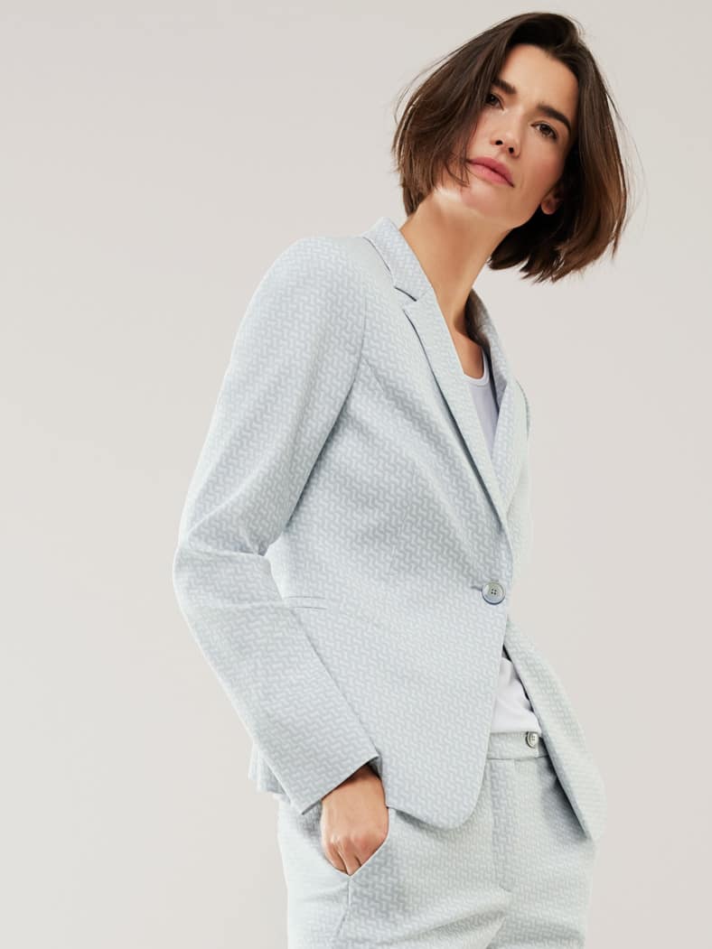 Jacquardblazer Rauchblau/Weiß