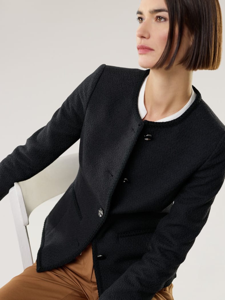 Baumwoll Boucleblazer Schwarz
