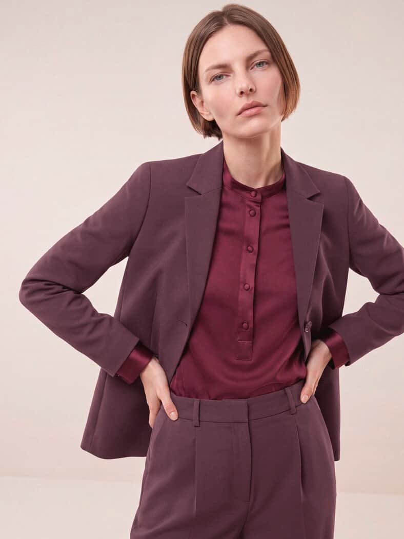 Knitterarmer Blazer mit Revers Merlot