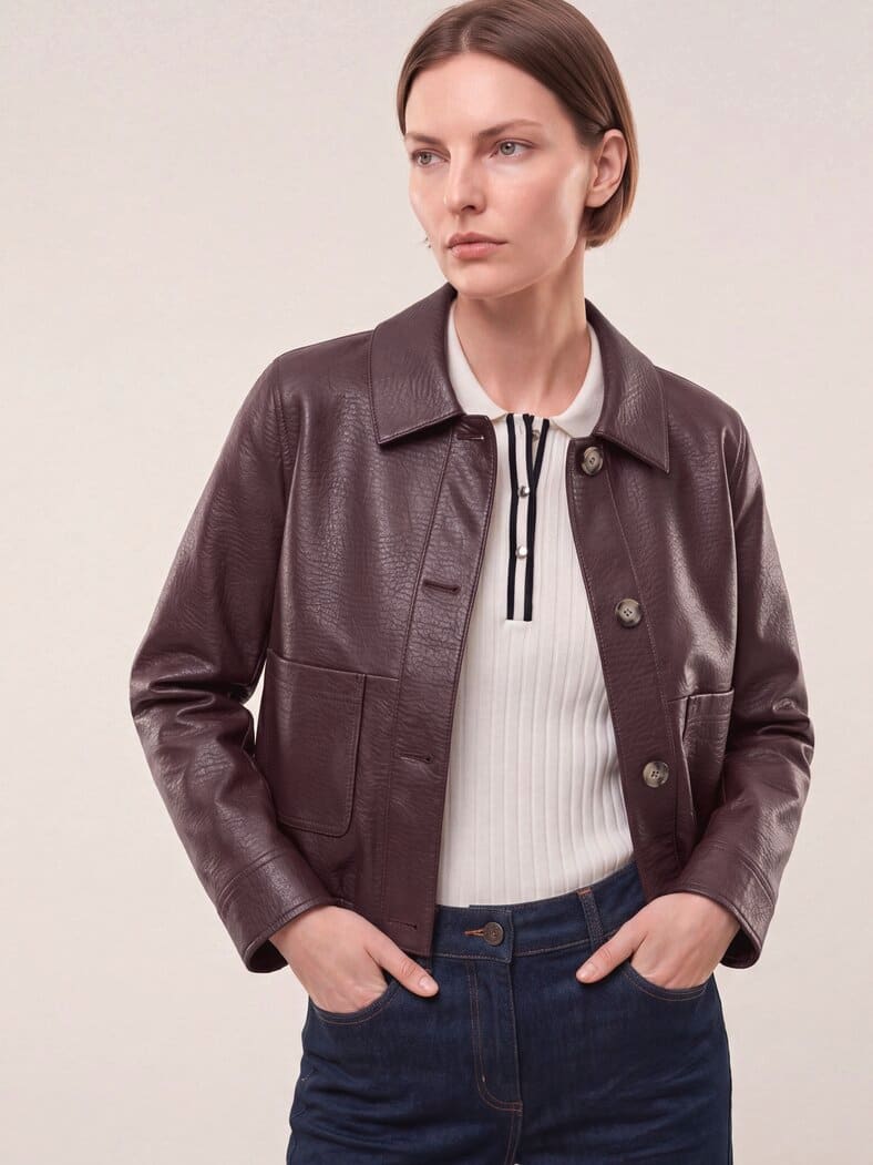 Blouson aus veganem Leder Merlot