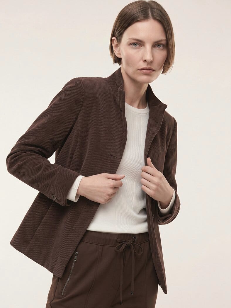 Cordjacke in A-Linie Kaffee