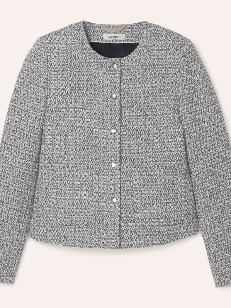Rundhalsblazer mit Pailletten Antrazit