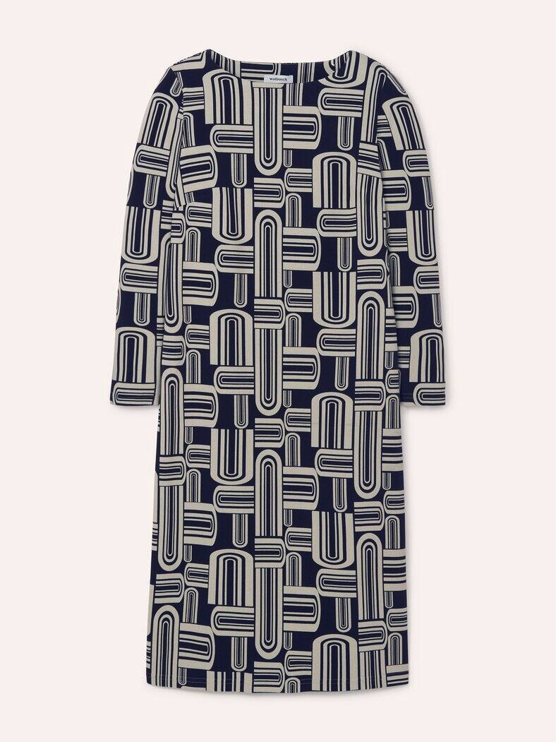 Jerseykleid mit Druck Marine/Kitt