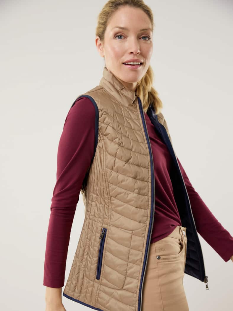 Wende-Steppweste Caramel/Marine