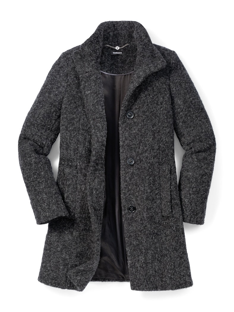 Alpaka-Flausch-Kurzmantel anthrazit