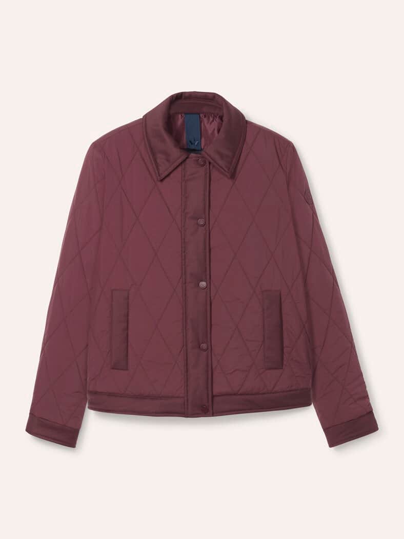 Kurze Steppjacke mit Materialmix Merlot