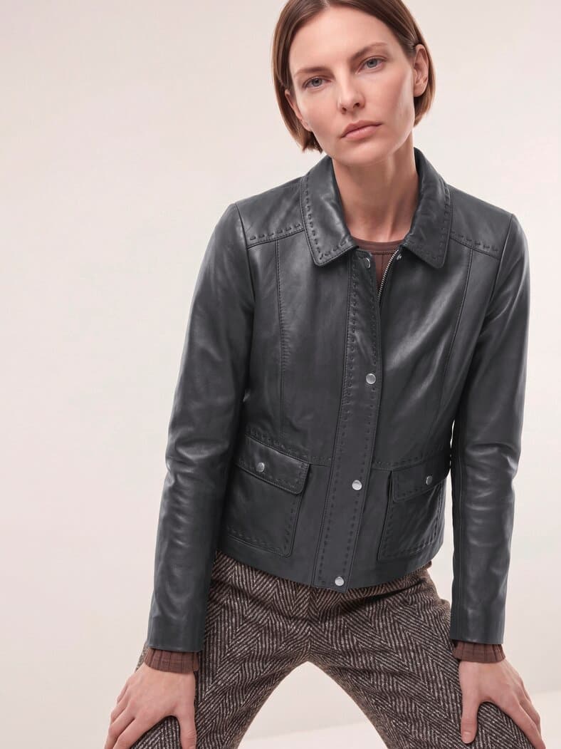 Kurze Jacke aus Lammnappa Schwarz