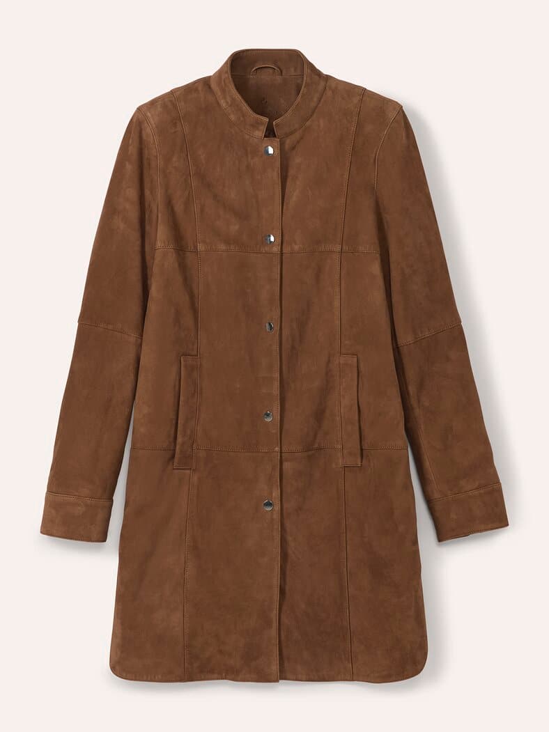 Ziegenvelours Ledermantel Cognac