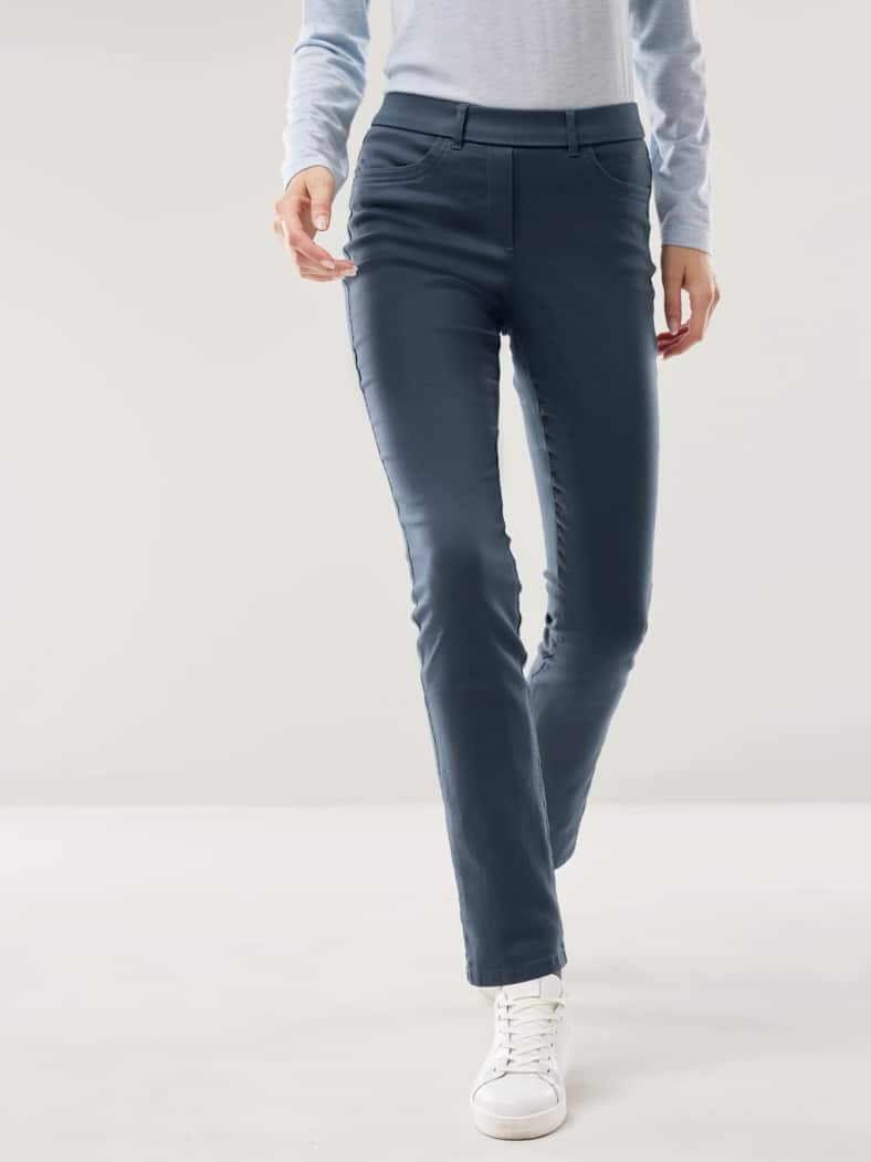 Thermo-Extraglatt Baumwollhose Jeansblau