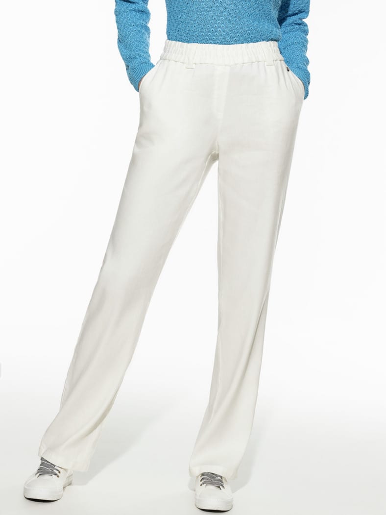 Softleinenmix-Hose Marlene Weiß