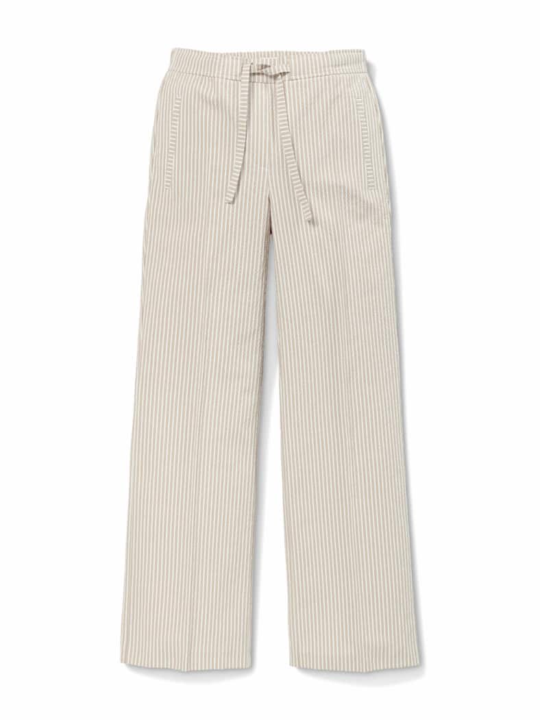 Marlenehose Seersucker Beige/Weiß