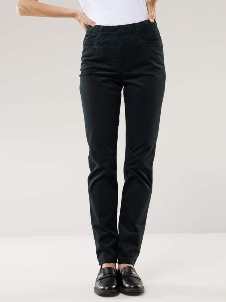 Schlupf Cordhose Schwarz