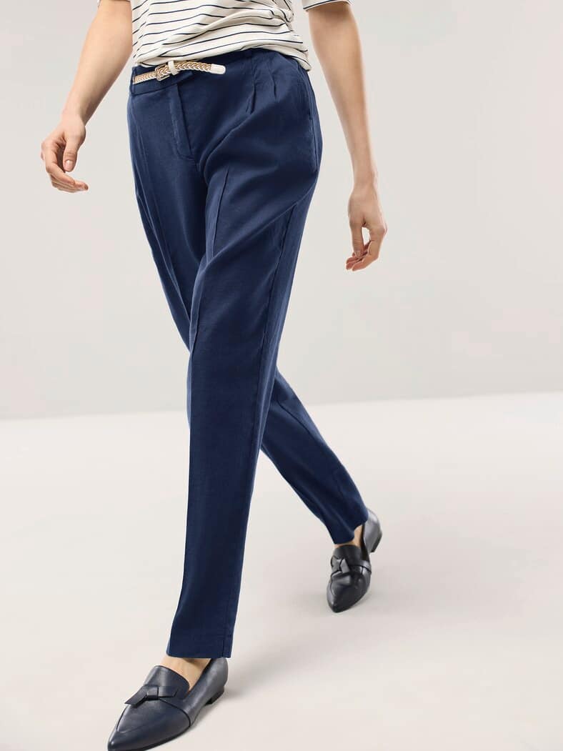 Bundfaltenhose aus Leinenmix Marine