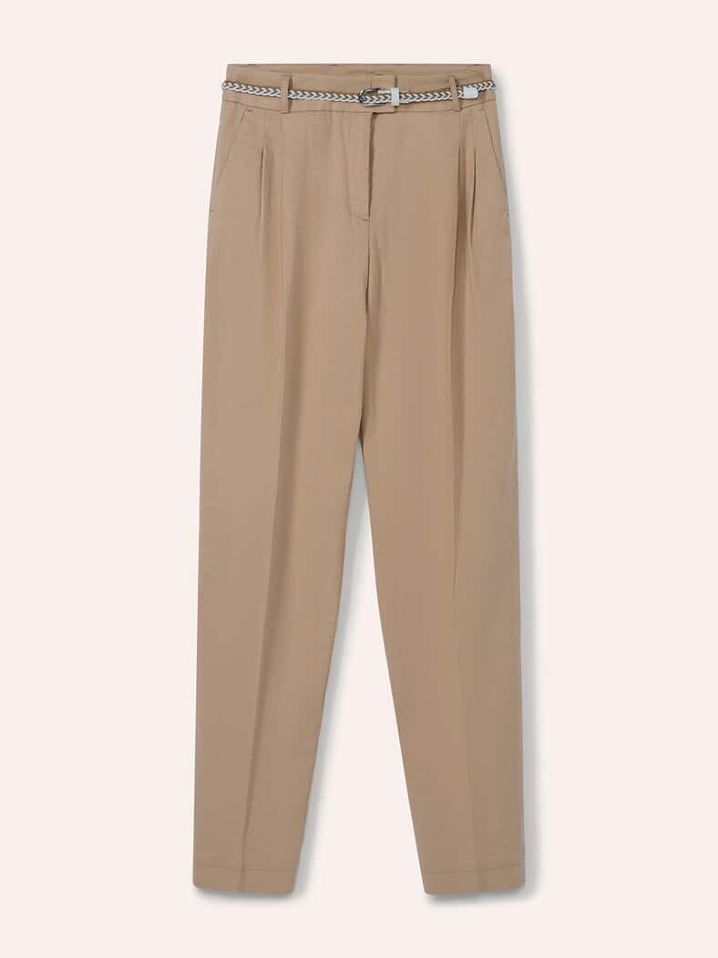 Bundfaltenhose aus Leinenmix Sand