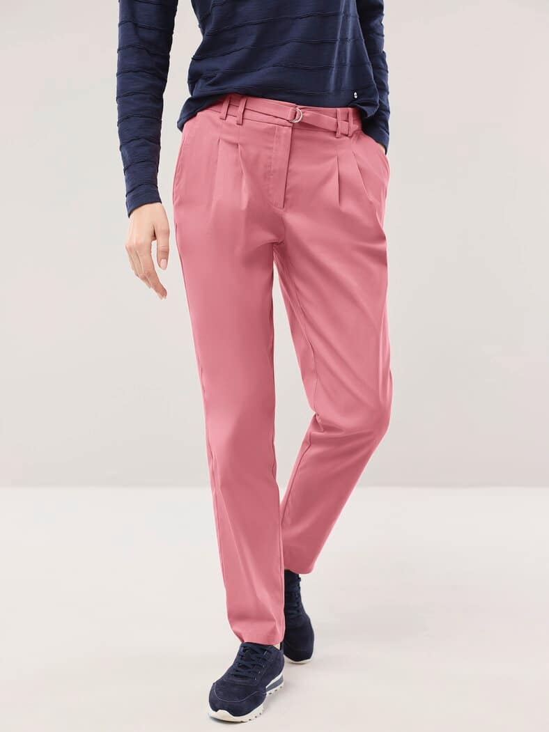 Bundfaltenhose aus Baumwollmix Rosenholz