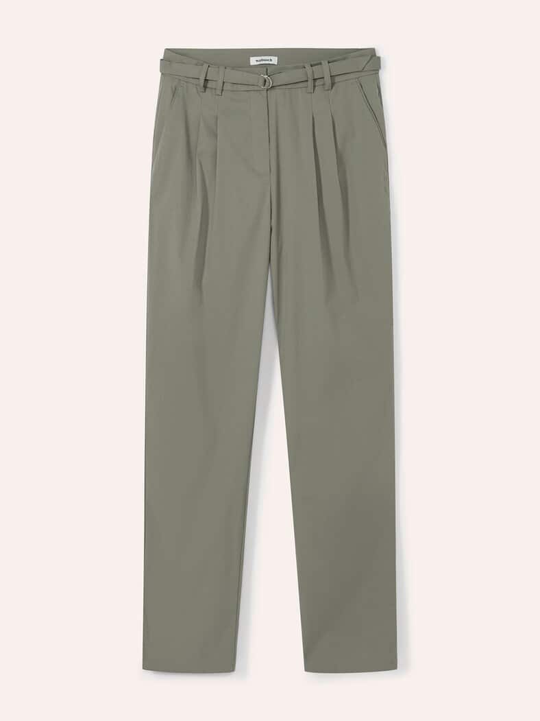 Bundfaltenhose aus Baumwollmix Khaki