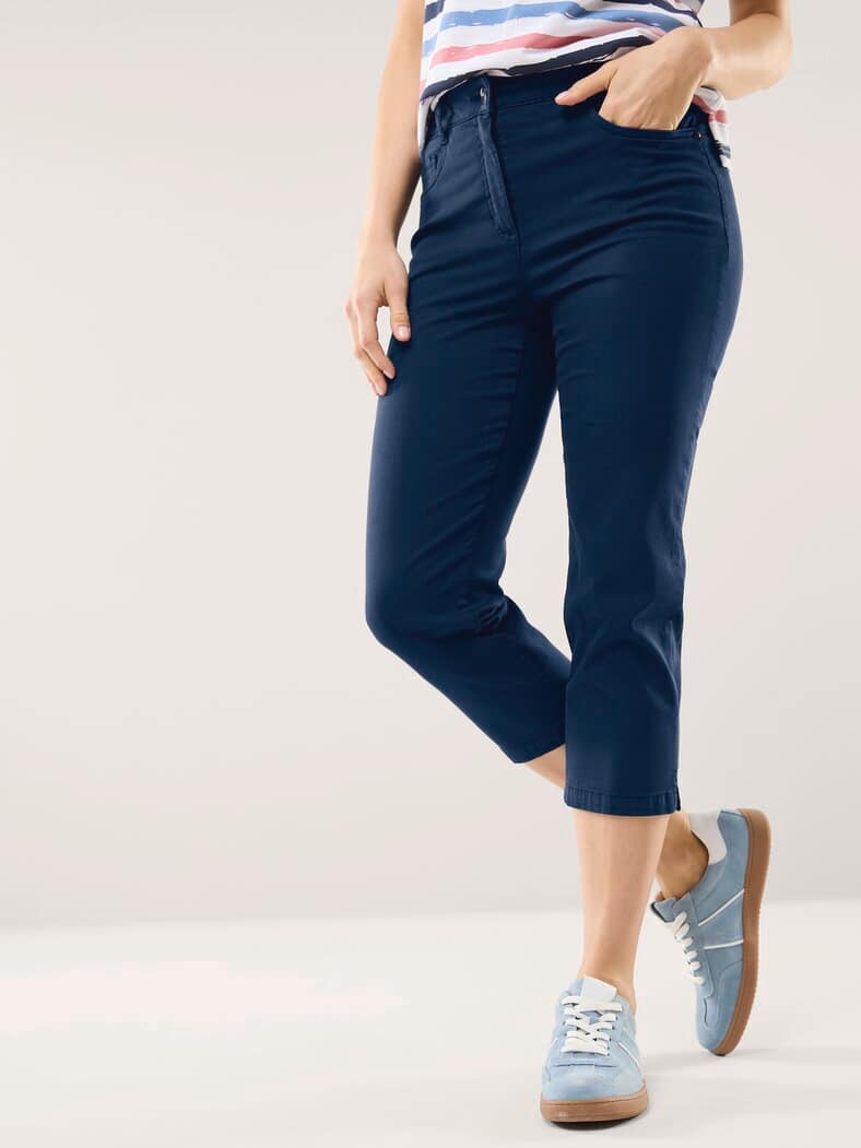 Capri aus Baumwollmix Marine