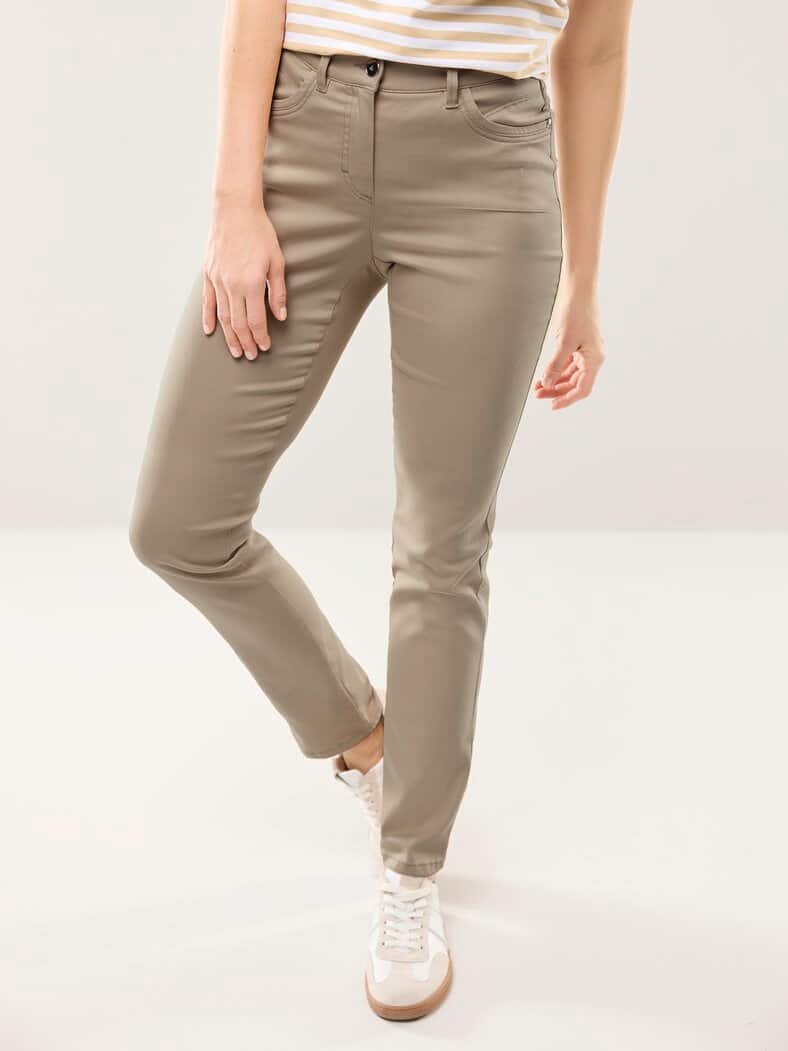 Extraglatt Baumwollhose Slim Fit Sand