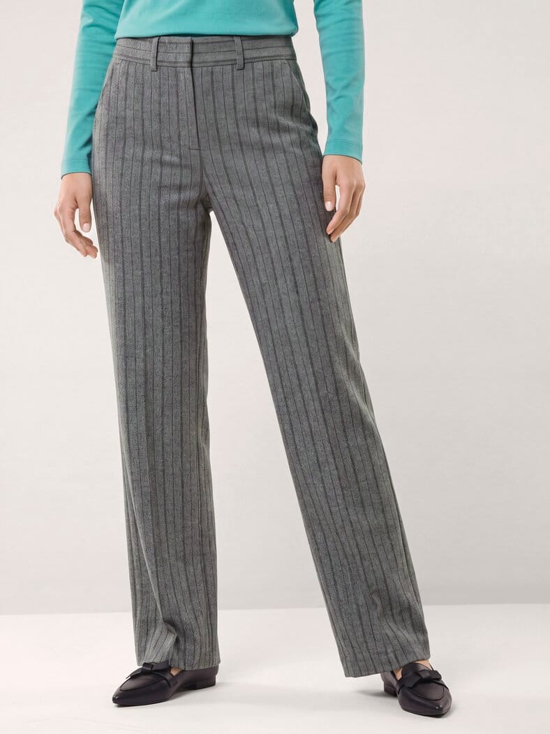 Marlene Hose aus Premium Flanell Nadelstreifen Grau