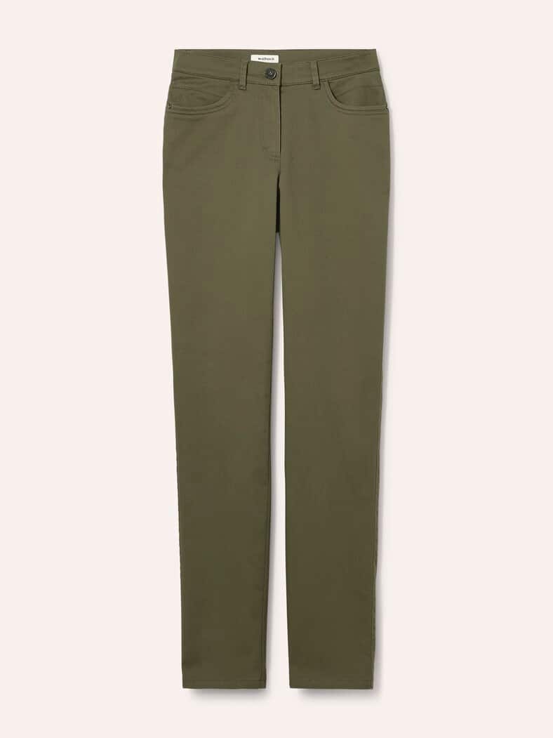 Extraglatt Baumwollhose Slim Fit Oliv
