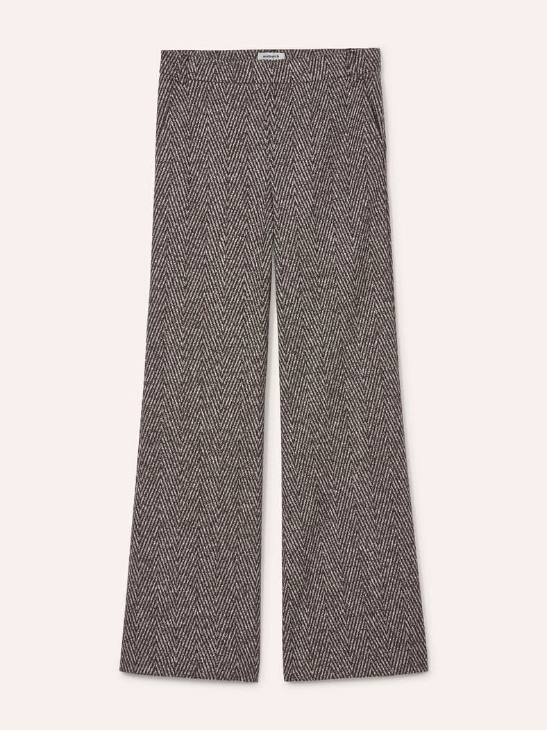 Hose aus Fischgrad Jersey Braun/Grau