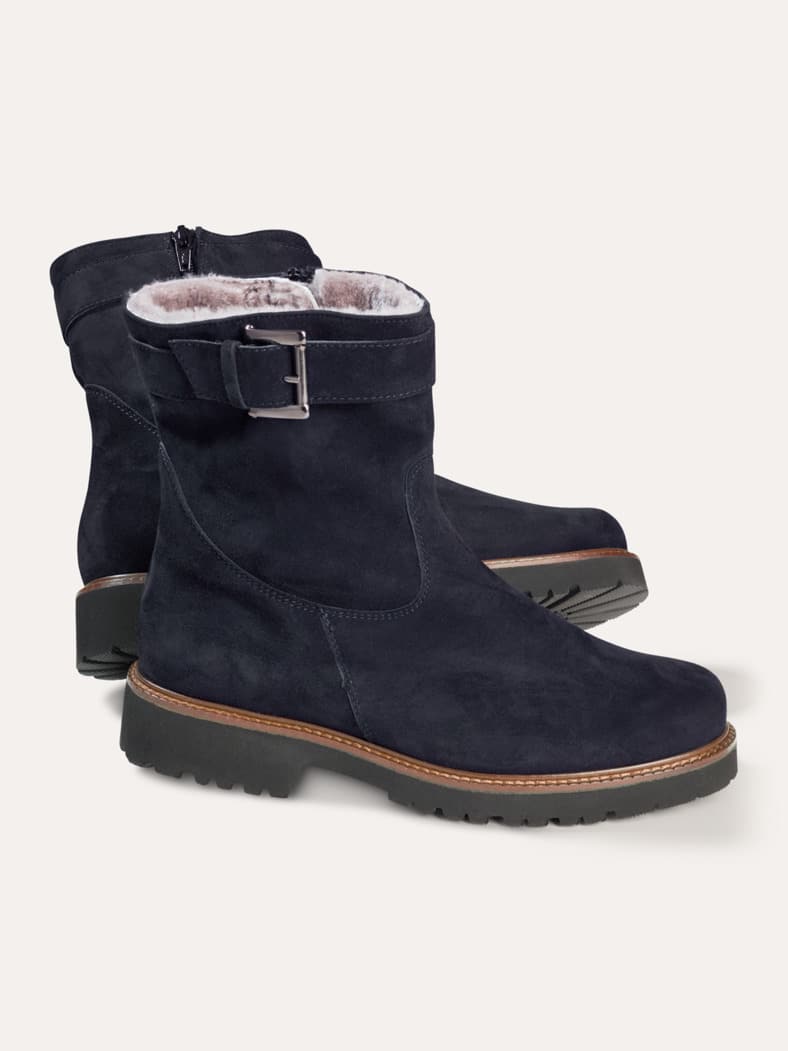 Lammfell-Stiefelette Marine