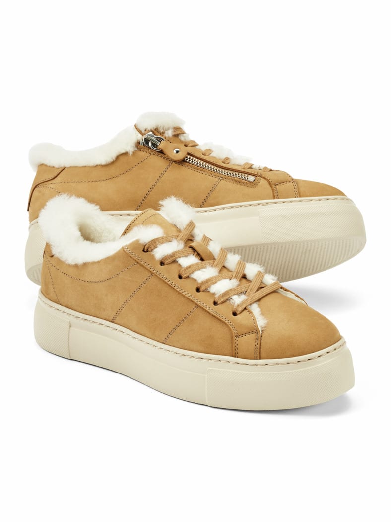 Lammfell City-Sneaker Caramel
