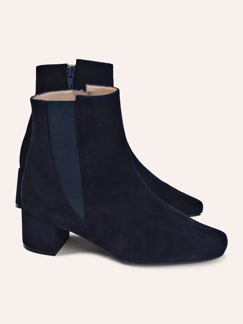 Velours Stiefelette Nachtblau