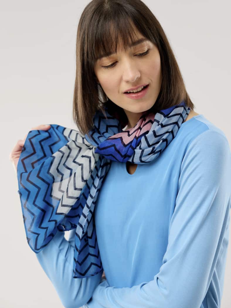 Zick Zack Schal Blau/Rosa