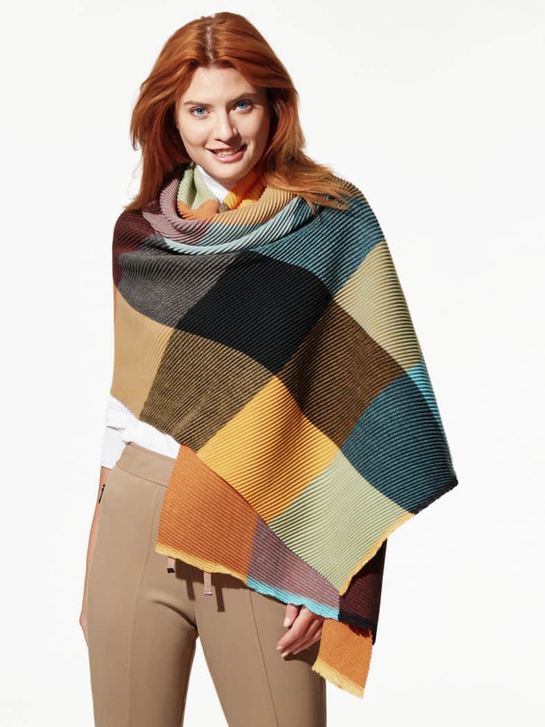 Plissee-Schal Safran/Grün