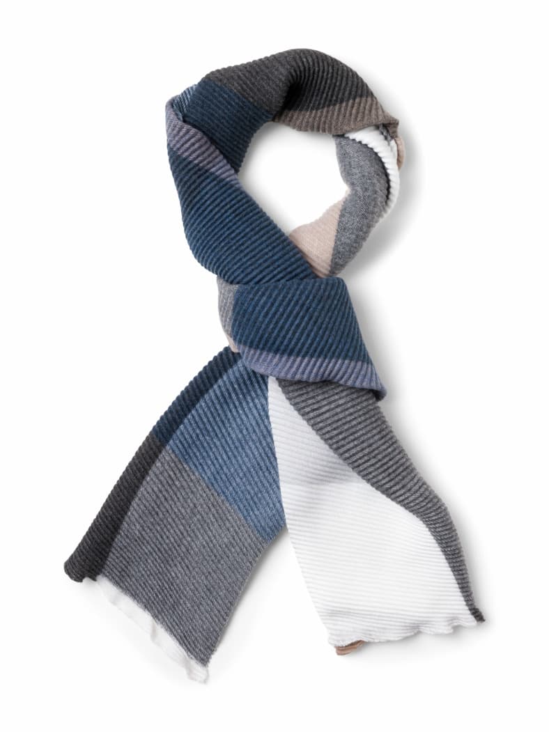 Plissee-Schal Blau/Grau
