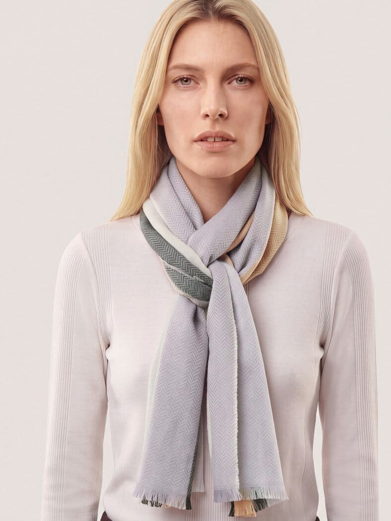 Streifenschal Praline/Mauve