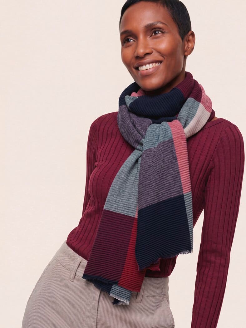 Plissee-Schal Merlot/Marine